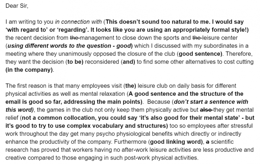 CAE Email Example & Feedback From Native English Teacher