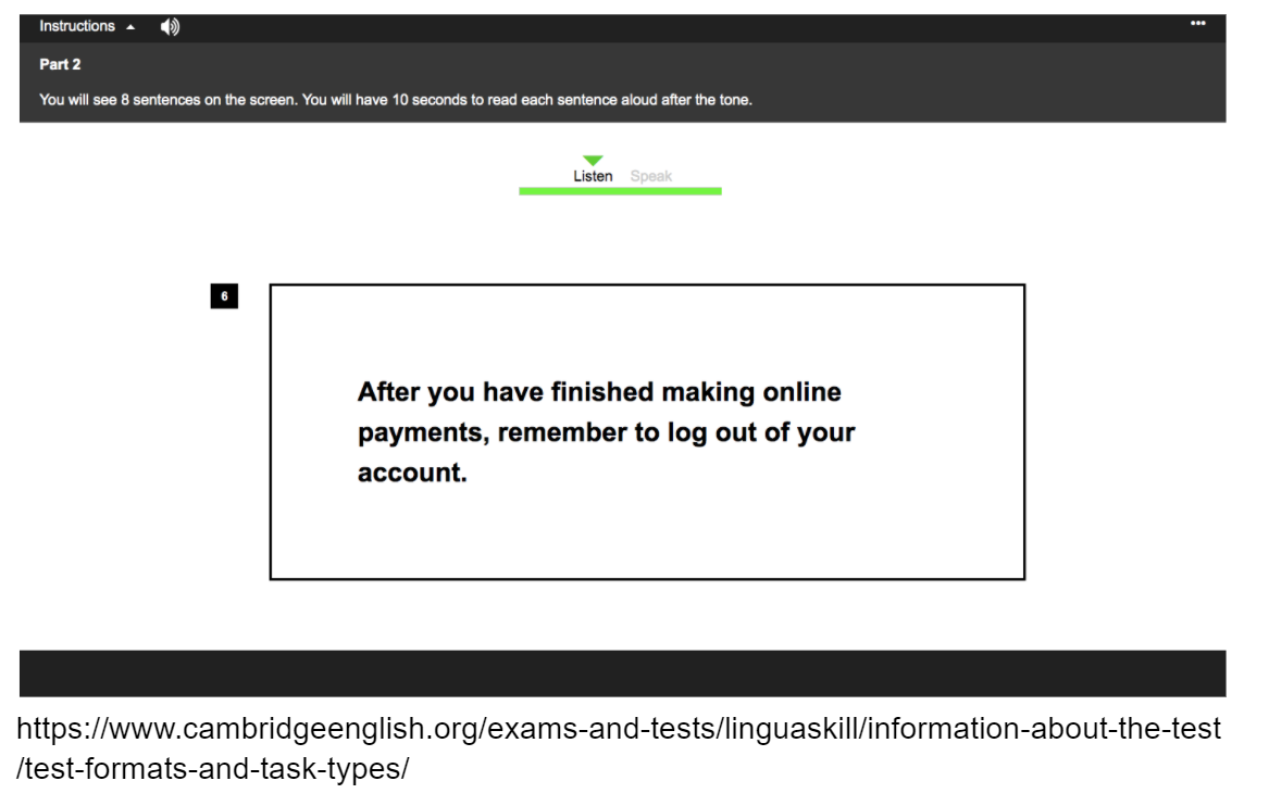 Linguaskill Speaking Part 2 Read Aloud Question