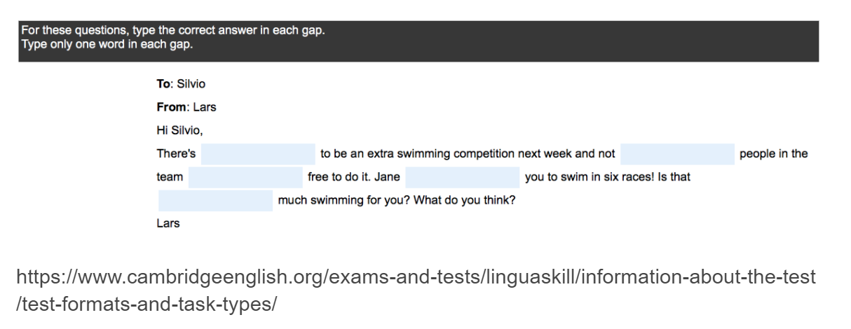 Linguaskill Reading Open Gap Fill