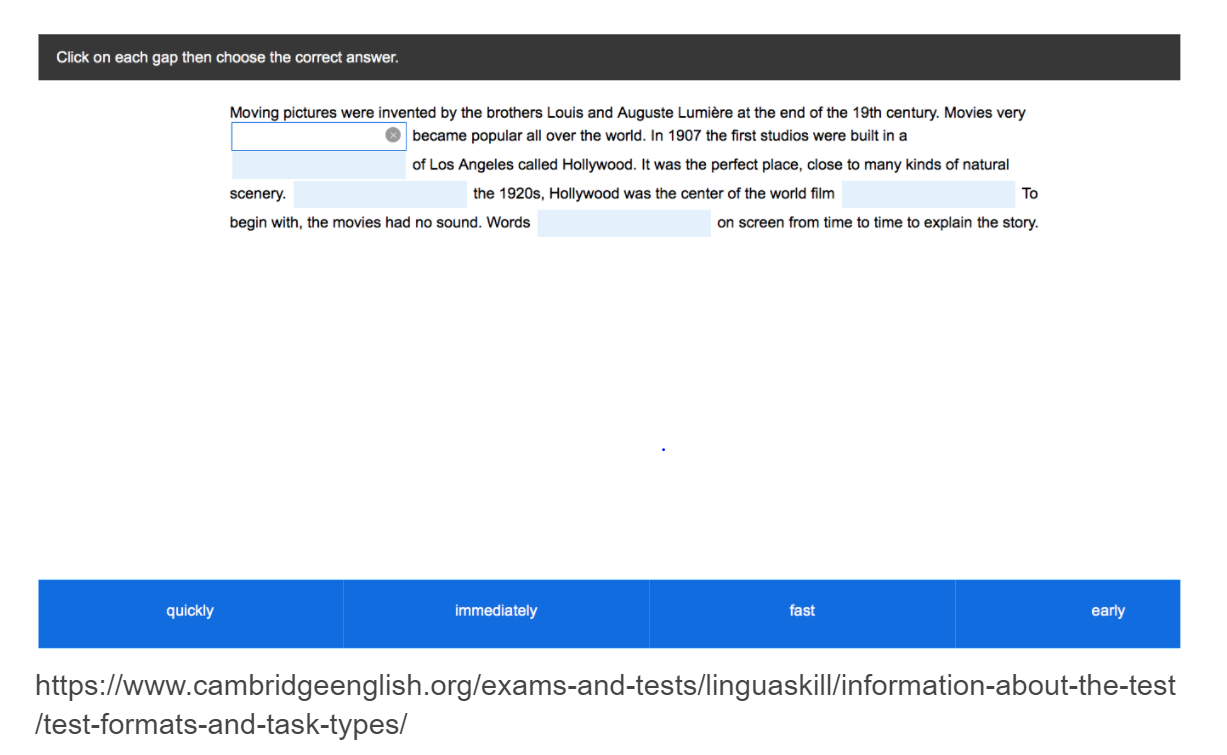 Linguaskill reading multiple-choice gap fill