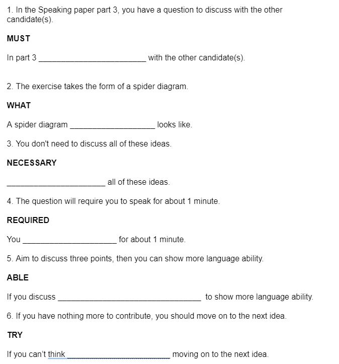 CAE Use of English Part 4 Exercise based on CAE Speaking Part 3