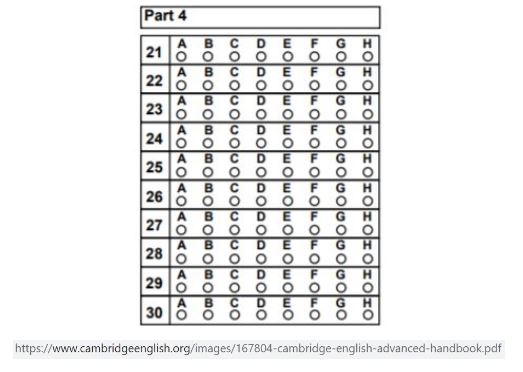 CAE Listening Part 4 Answer Sheet