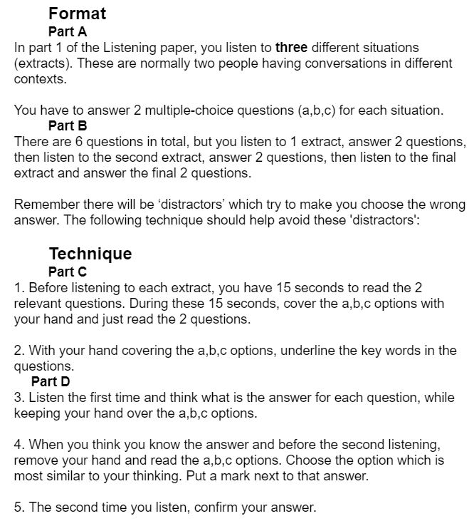 cae reading part 6 exercise based on listening part 1 full passage