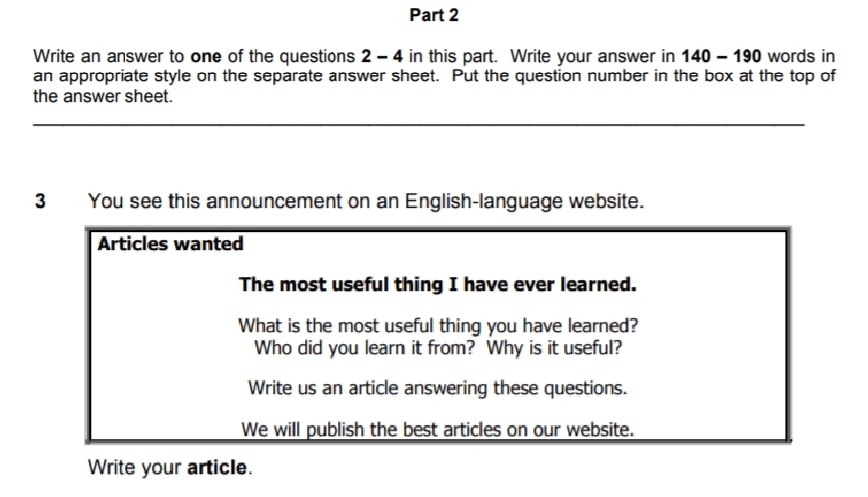 FCE Article Question