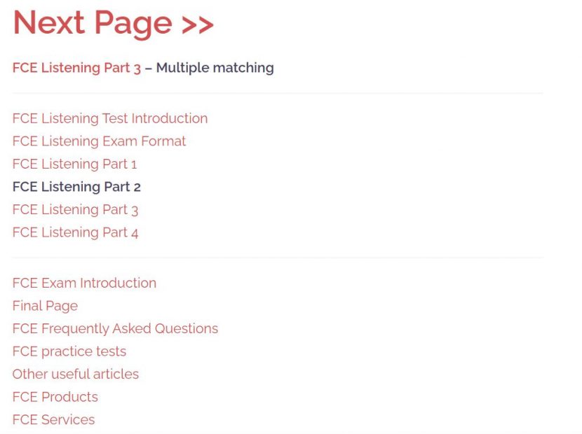 FCE Listening Part 2 Pass B2 First Sentence Completion